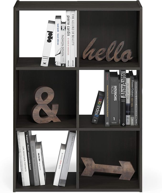 Furinno Pelli Cubic Storage Cabinet, 3x2, Espresso
