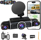 4 Channel Dash Cam Front and Rear Inside Back 360° FHD 2K Dash Camera for Cars, WiFi, GPS, G-Sensor, WDR 24/7 Parking Mode, 1