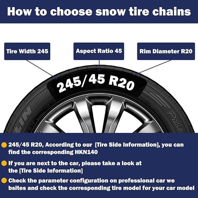 NEOCHIAEVO Auto Tightening Snow Chains Tire Chains, 4.6mm Diameter, 1-Minute Quick Install, Universal Fit for Car/SUV/Pickup 