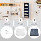 Hanging Closet Organizer and Storage 5-Shelf, Easy Mount Foldable Hanging Closet Wardrobe Storage Shelves, Clothes Handbag Sh