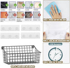 2 Pack Wall Hanging Baskets for Organizing, Large Metal Wire Basket with 5 Hooks+2 Strong Long Adhesive Hooks,Kitchen Hanging