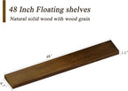 ROGMARS 48 Inches Long Walnut Floating Shelves,Rustic Solid Wood Farmhouse Wall Shelves with Invisible Brackets for Bathroom,
