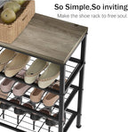4-Tier Metal Shoe Rack with Wood Top - Durable & Space-Saving Shoe Organizer,Industrial Shoe Organizer Shelf Bench Storagefor