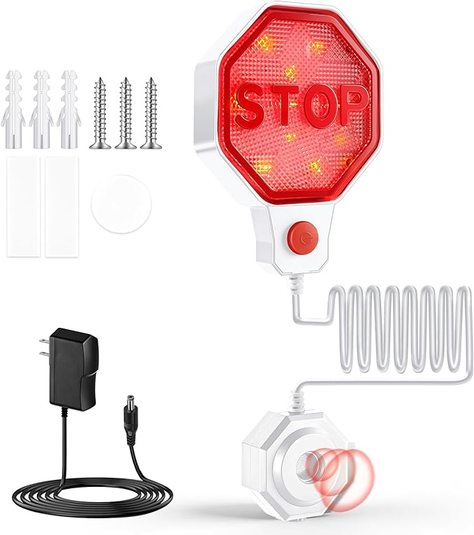 Lawnldyll Garage Parking Sensor Aid, Garage Stopper for Parking Car, Adjustable Car Stop Assistant with Red/Yellow/Green LED 