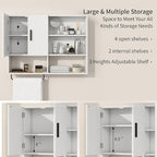 Medicine Cabinet, Wooden Bathroom Wall Cabinet with 2 Doors, Adjustable Shelves & Towel Bar, Over Toilet Storage Cabinet Wall