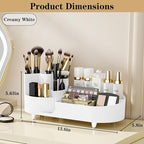 Rotating Vanity Organizer with Brush Holder, Large Spinning Makeup Skincare & Cosmetic Organizer, Countertop Perfume & Lotion
