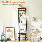 HOOBRO Blanket Ladder, 7-Tier Giraffe Shape Towel Rack for Living Room and Bedroom, 63.4" H Decorative Ladder Shelf with Hook