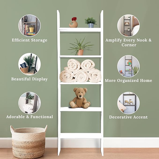 BARNWOODUSA Throw Blanket Ladder – Fully Assembled Reclaimed Wood – Rustic Decorative Ladder for Towels, Quilts, & More – Per