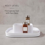 YouCopia MagicTrack Rectangle Lazy Susan Turntable 2-Tier Spice Rack: Jar & Bottle Storage Organizer for Kitchen and Bathroom