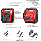 1800 Amp Jump Starter with Air Compressor, acetek Car Battery Jump Starter 260 PSI Tire Inflator, 20000mAh 12V Auto