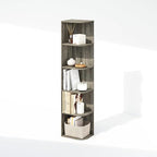 Furinno Reed Corner Shelf, 5-Tier Corner Bookshelf, Book Shelf, Corner Shelves, Storage Rack, for Organization and Storage, H