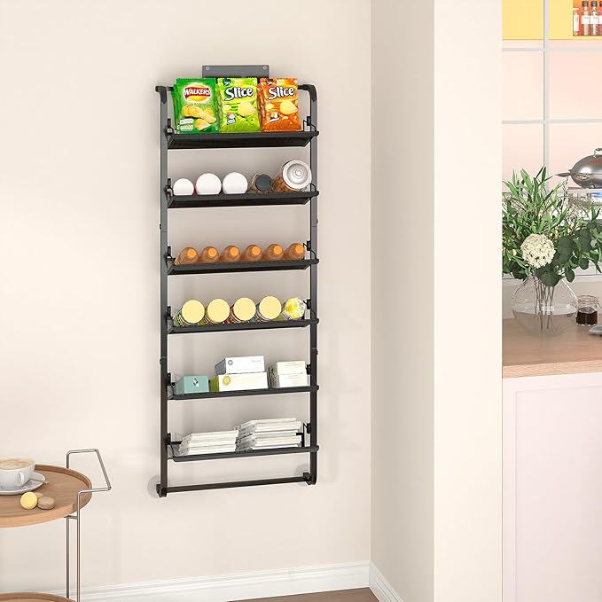 bukfen Over the Door Shoe Organizer, 6-Tier Adjustable Door-Mounted/Wall-Mounted Shoe Rack, Heavy-Duty Metal Storage for Clos