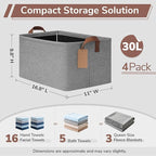 CHICVITA 4 Pack Large Storage Baskets for Shelves, Foldable Storage Bins for Clothes Towels Organization, Toy Organizer Bins 