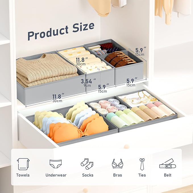 DIMJ Drawer Organizer Clothes, 28 Pack Dresser Organizer, Foldable Closet Organizers and Storage, Fabric Dresser Bins, Drawer