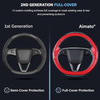 Steering Wheel Cover for Tesla Model 3 Highland(2024-Present)/ Model Y Juniper(2025-Present),Anti-Slip,Comfortable Grip,Breathable,Customized for Tesla Model 3/Y Accessories,Matte Red