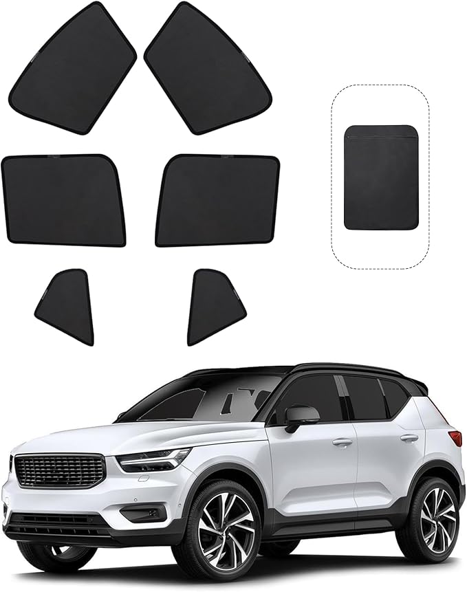 Front Side Half Window Shade Foldable Custom Fit for Volvo XC40 2020-2026 Car Window Shades for Side Window Sun Shade UV Protection Heat Insulation for Camping Sleeping 6PCS
