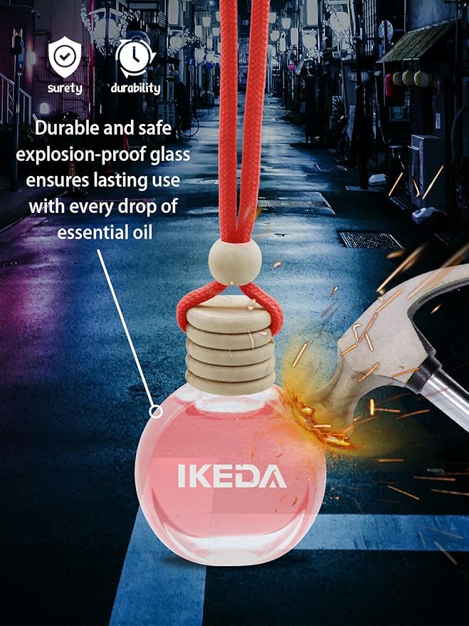 Ikeda Car Air Freshener: Hanging Car Smell Air Freshener | 10ml Hanging Car Perfume | Long Lasting Fragrance | Strong Scents 