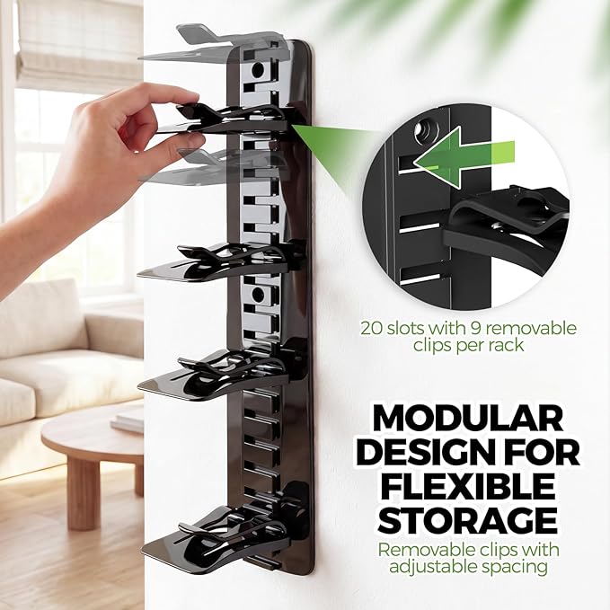 2 Pack Hat Organizer for Baseball Caps, Each Holds 18 Hats (36 Total), Customizable Wall Hat Rack, Adhesive or Screw-in Insta