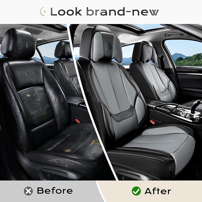 Coverado Seat Covers, Car Seat Covers Front Seats, Car Seat Cover, Car Seat Protector Waterproof, Seat Cushion Nappa Leather 