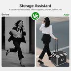 Locking File Storage Box with Telescopic Handle & Wheels - Aluminum Alloy Portable Document Case, Dual Password Security for 