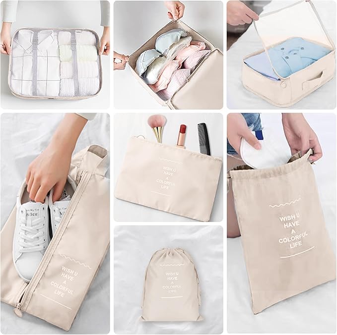 Packing Cubes for Travel-10 Set Luggage Organizer Bags for Family, Mesh Breathable Packing Cubes for Suitcases Durable Travel