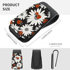Sunglasses Holder for Car Visor, PU Leather Glasses Clip Organizer, Cute Magnetic Eyeglass Holder for Vehicle Sun Visor, Car Interior Accessory for Women & Men Chamomile Ladybug