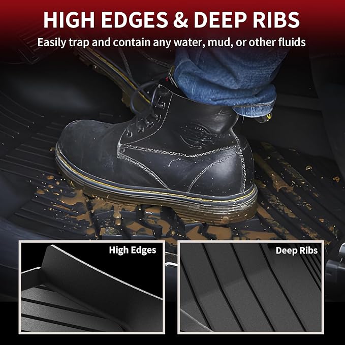 LASFIT Floor Mats Fit for BMW X3 2011-2017 & BMW X4 2015-2018 xDrive28i, xDrive28d, xDrive35i, M40i, Custom Fit TPE All Weather Waterproof Floor Liners Front & Rear Rows Car Mat, Black