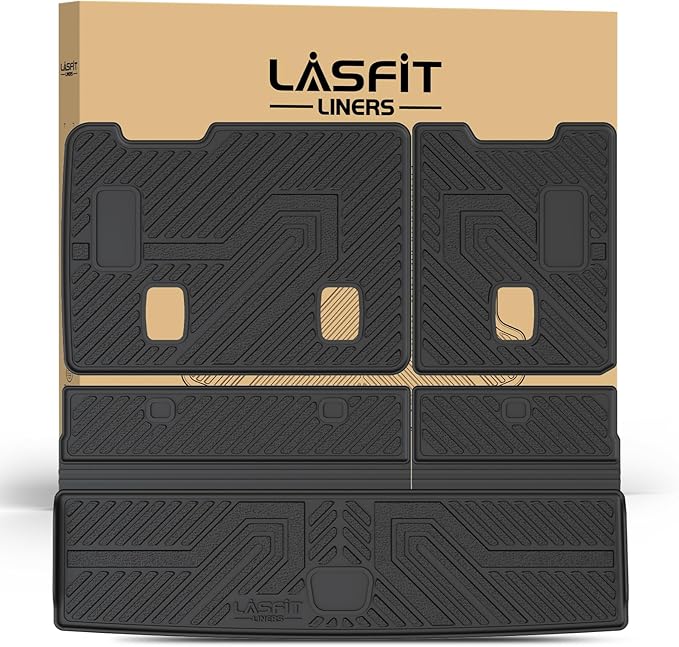 LASFIT Trunk Mat with Backrest Mat 2015-2020 for Chevrolet Chevy Tahoe/GMC Yukon (Only Yukon, Not Fit Yukon XL)/Cadillac Escalade (Only Escalade, Not Fit Escalade ESV), All Weather TPE Custom Fit
