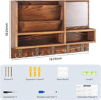 Key Holder Wall Mount, Mail Organizer Wall Mounted, Solid Wood Key Holder for Wall Living Room Entryway Home Decor, with 10 K