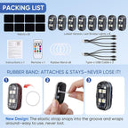 Upgraded 4LEDs 8PCS Wireless LED Strobe Lights with Remote Control, 8 Colors Type-C Rechargeable Led Lights Anti Collision Warning Light for Car Motorcycle Bike Drone Aircraft