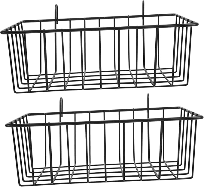 Ciieeo 2pcs Metal Hanging Baskets Wire Wall Baskets Grid Wall Accessory Rv Shelf Organizer Door