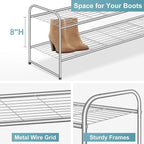 AOODA 2 Tier Long Metal Shoe Rack for Closet Wide Stackable Shoe Storage Organizer 18-Pairs Low Small Sneaker Rack for Entryw