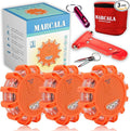 Marcala 3-Pack Emergency Lights for Vehicles | DOT Compliant Emergency Flares for Car with Batteries, Whistle & Case | LED Ro