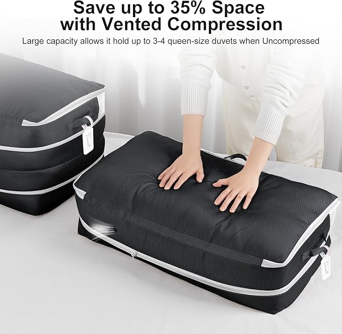 Comforter Storage Bag - Large Capacity Bedding Storage Bags Ultra Space Saving Self Compression Organizer, Washable Compressi