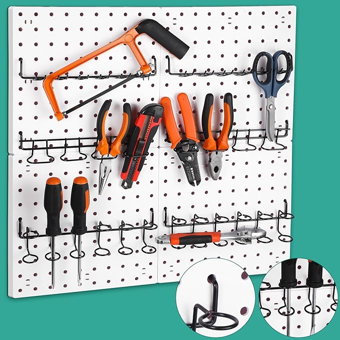 Coume 6 Pcs Pegboard Screwdriver Holders Organizer Pegboard Plier Holders Stainless Steel Peg Board Tool Utility Hooks Access
