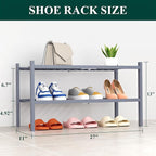 Smiry Shoe Rack, 2 Tier Thick Bamboo Shoe Organizer, Stackable Free Standing Wooden Shoe Storage Shelf for Closet, Entryway, 