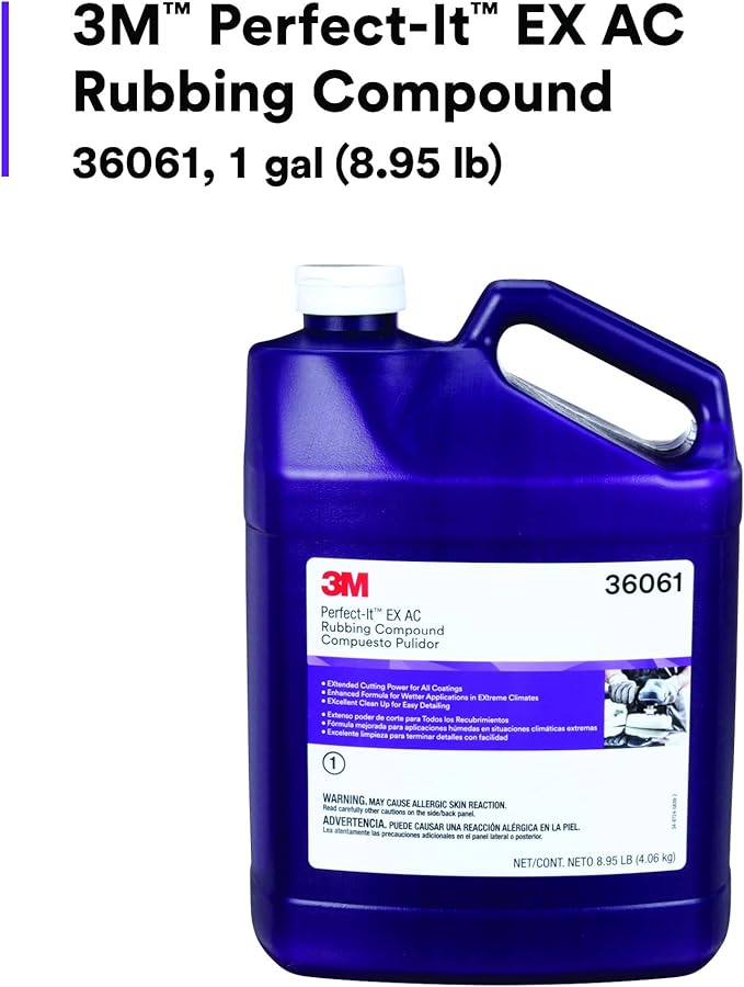 Perfect-It 3M EX AC Rubbing Compound, 36061, Fast Cutting, High Performing, 1 gal (8.95 lb) (Pack of 2)