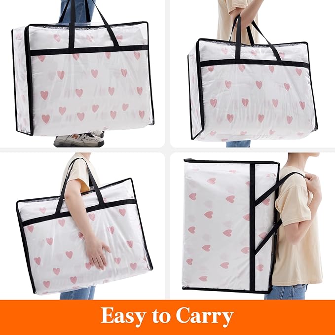 Lifewit 3 Pack Clear Clothes Storage Bags, 95L Plastic Blanket Storage Bag, Vinyl Foldable Moving Bags with Zipper, Closet Or