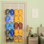 SWTYMIKI Over Door Hat Organizer - 2 Packs Metal Wall Mounted Hat Rack with 5-Tier Dual Hooks Design, Hanging Baseball Cap Or