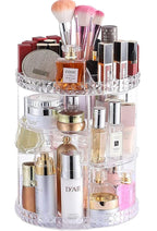 Cq acrylic Rotating Makeup Organizer,Adjustable Spinning Skincare Organizer for Vanity,Countertop,Clear Rotating Perfume Orga