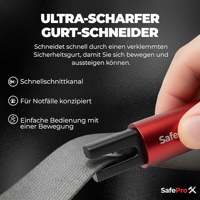 SafeProX 2 in 1 Emergency Escape Tool, Life Saving Car Window Breaker & Seatbelt Cutter - Car Window Hammer for Quick Acciden