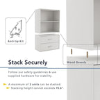 Homes: Inside + Out Apexa 3-Tier Cube Storage Organizer Shelves, Stackable Wood Bookcase Fits Cubby Bins for Organization, Do