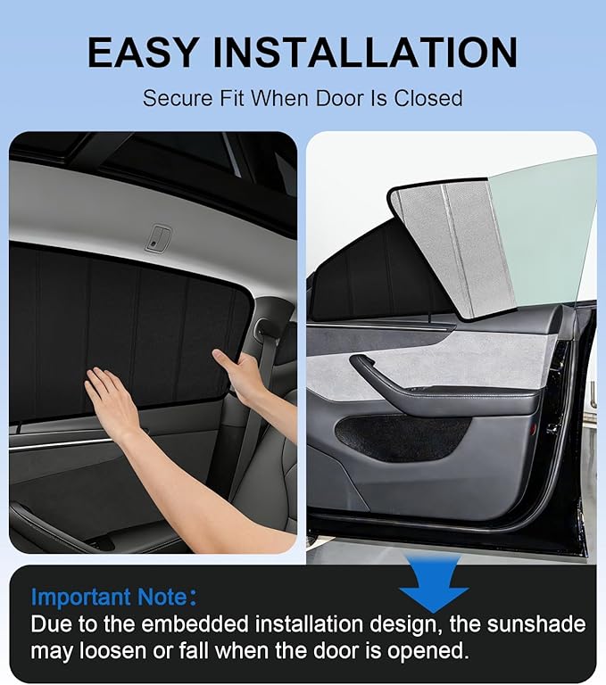 XCBYT Car Side Window Sunshade for 2025 2026 Tesla Model Y Juniper, Custom Fit Privacy Window Covers with Accordion Folding Design, UV Blocking & Heat Insulation (6 PCS)
