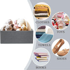 Foldable Fabric Storage Cubes, 2 Packs Cloth Storage Baskets with Wooden Handles, Collapsible Shelf Closet Organizer Bins, Re