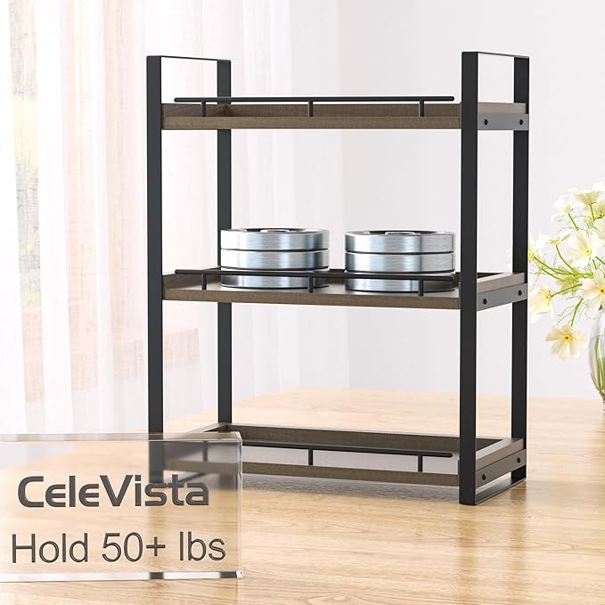 Bathroom Counter Organizer, 3 Tier Wood Countertop Shelf for Vanity, Skincare, Makeup, Kitchen Coffee and Sink Storage, with 