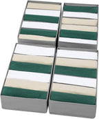 4 Packs T-shirt Drawer Organizers for Clothing,6 Grids Compartment Wardrobe Storage Box, Washable Clothes Organizer for Folde