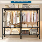 FPIGSHS 49.2in Heavy Duty Clothes Rack with Cover Foldable Covered Clothes Rack for Hanging Clothes portable Wardrobe Closet 