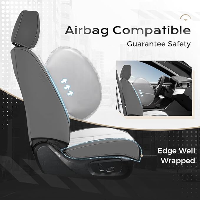 Coverado Car Seat Covers Front Seats, Seat Covers for Cars, Car Seat Protector, 2-Pack Car Seat Cushion Nappa Leather, Waterp