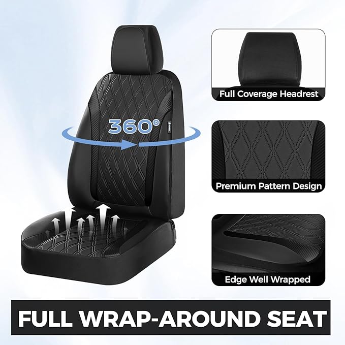 FLORICH Seat Covers Full Set, Leather Seat Covers for Cars, Waterproof Car Seat Protector Breathable, Front and Rear Seat Cov