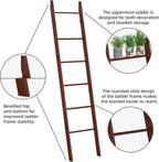 BAMBANG 6-Tier Blanket Ladder for Living Room, Blanket Quilt Ladder Rack Rustic Decorative Towel Holder, Wall Leaning Blanket